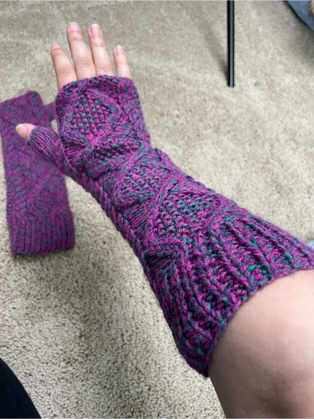 Urban Outfitters Purple & Teal Knit Fingerless Mittens